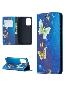 Oldalra nyíló mintás telefontok Samsung Galaxy A52 telefonhoz - ARANY PILLANGÓK
