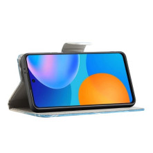 Oldalra nyíló mintás telefontok Samsung Galaxy S21 FE 5G telefonhoz - KÉK PILLANGÓ