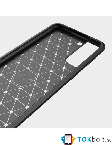 Samsung Galaxy S21 FE 5G karbon mintás tok - KÉK