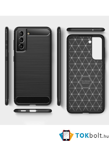 Samsung Galaxy S21 FE 5G karbon mintás tok - KÉK
