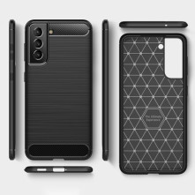 Samsung Galaxy S21 FE 5G karbon mintás tok - KÉK