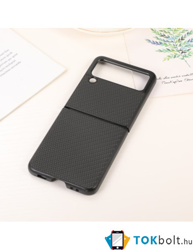 Samsung Galaxy Z Flip3 5G karbon mintás tok - FEKETE