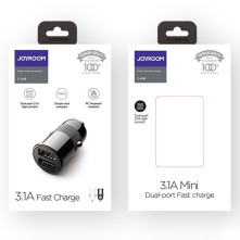 JOYROOM C-A06 kétportos intelligens autós töltő fekete - FEKETE