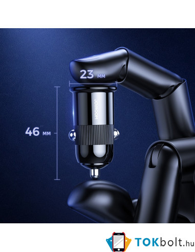 JOYROOM C-A06 kétportos intelligens autós töltő fekete - FEKETE