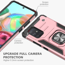 Kemény műanyag és rugalmas TPU hibrid tok Samsung Galaxy A71 telefonhoz - RÓZSAARANY
