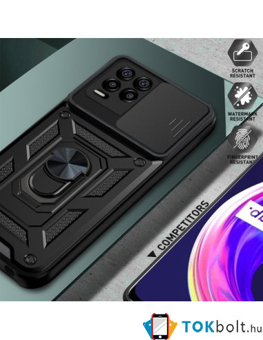 Kemény műanyag és rugalmas TPU hibrid tok Realme 8 telefonhoz - FEKETE