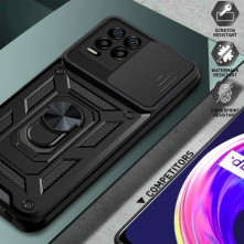 Kemény műanyag és rugalmas TPU hibrid tok Realme 8 telefonhoz - FEKETE