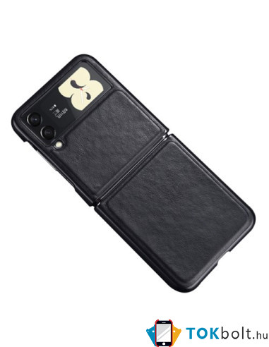 Bőr tapintású háttok Samsung Galaxy Z Flip3 5G készülékhez - FEKETE