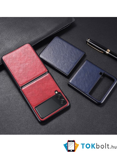 Bőr tapintású háttok Samsung Galaxy Z Flip3 5G készülékhez - PIROS