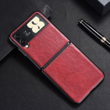 Bőr tapintású háttok Samsung Galaxy Z Flip3 5G készülékhez - PIROS