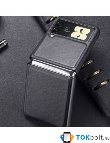Bőr tapintású háttok Samsung Galaxy Z Flip3 5G készülékhez - BARNA