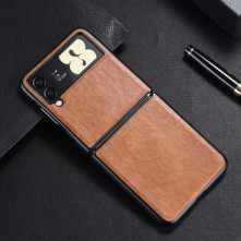 Bőr tapintású háttok Samsung Galaxy Z Flip3 5G készülékhez - BARNA