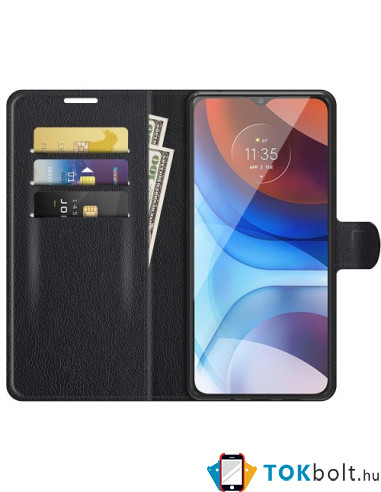 Oldalra nyíló tok Motorola Moto E7 Power/Moto E7i Power telefonhoz - FEKETE