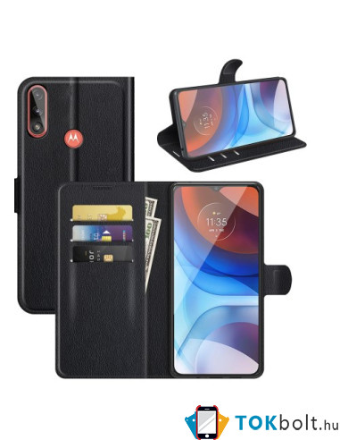 Oldalra nyíló tok Motorola Moto E7 Power/Moto E7i Power telefonhoz - FEKETE