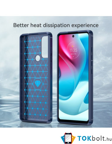 Motorola Moto G60S/G60 karbon mintás tok - KÉK