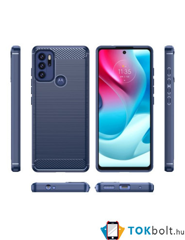 Motorola Moto G60S/G60 karbon mintás tok - KÉK
