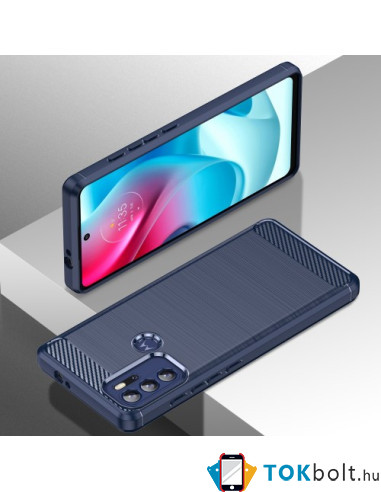 Motorola Moto G60S/G60 karbon mintás tok - KÉK