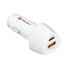 FORCELL CARBON autós töltő Type C 3.0 PD20W + USB QC3.0 18W 5A CC50-1A1C - FEHÉR