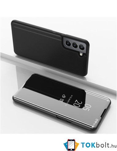 Flip telefontok átlátszó előlappal Samsung Galaxy S22 5G készülékhez - FEKETE