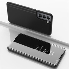 Flip telefontok átlátszó előlappal Samsung Galaxy S22 5G készülékhez - FEKETE
