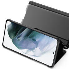 Flip telefontok átlátszó előlappal Samsung Galaxy S22 5G készülékhez - FEKETE