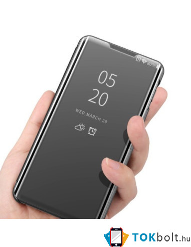Flip telefontok átlátszó előlappal Samsung Galaxy S22 5G készülékhez - FEKETE