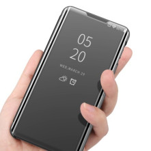 Flip telefontok átlátszó előlappal Samsung Galaxy S22 5G készülékhez - FEKETE