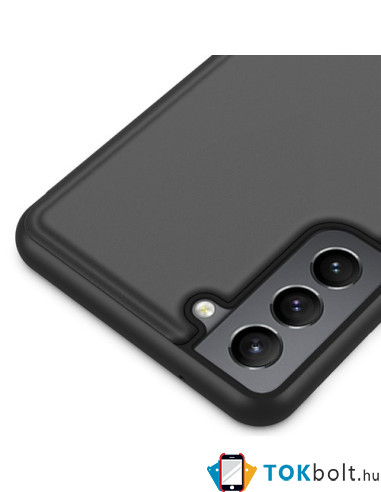 Flip telefontok átlátszó előlappal Samsung Galaxy S22 5G készülékhez - FEKETE