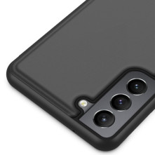 Flip telefontok átlátszó előlappal Samsung Galaxy S22 5G készülékhez - FEKETE