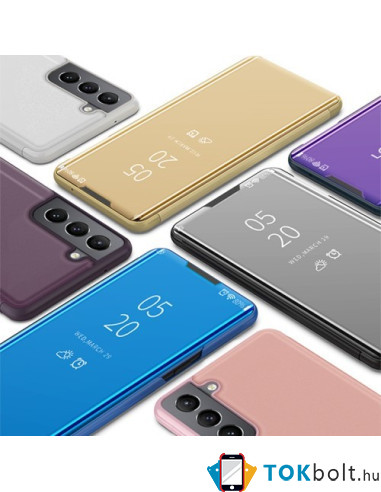Flip telefontok átlátszó előlappal Samsung Galaxy S22 5G készülékhez - FEKETE