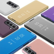 Flip telefontok átlátszó előlappal Samsung Galaxy S22 5G készülékhez - FEKETE