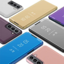 Flip telefontok átlátszó előlappal Samsung Galaxy S22 Plus 5G készülékhez - FEKETE