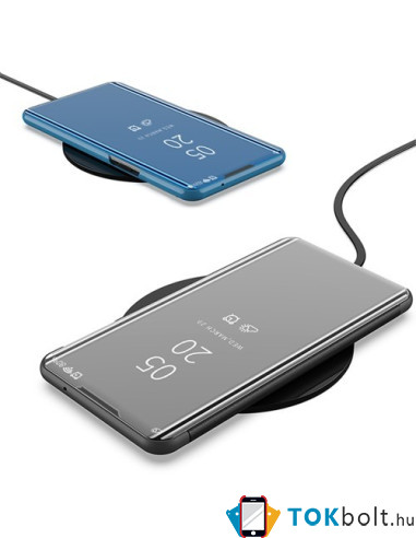 Flip telefontok átlátszó előlappal Samsung Galaxy S22 Ultra 5G készülékhez - FEKETE