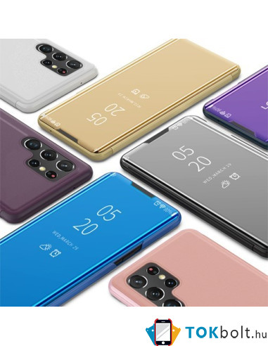 Flip telefontok átlátszó előlappal Samsung Galaxy S22 Ultra 5G készülékhez - FEKETE