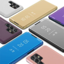 Flip telefontok átlátszó előlappal Samsung Galaxy S22 Ultra 5G készülékhez - FEKETE