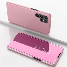 Flip telefontok átlátszó előlappal Samsung Galaxy S22 Ultra 5G készülékhez - RÓZSAARANY
