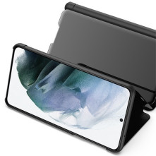Flip telefontok átlátszó előlappal Samsung Galaxy S22 Ultra 5G készülékhez - RÓZSAARANY