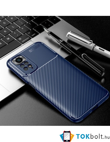Xiaomi Redmi Note 11 4G karbon mintás tok - KÉK