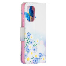 Oldalra nyíló mintás telefontok Samsung Galaxy A52 telefonhoz - PILLANGÓK ÉS VIRÁGOK