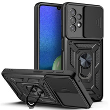 Kemény mûanyag és rugalmas TPU hibrid tok Samsung Galaxy A13 4G telefonhoz - FEKETE