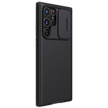 NILLKIN masszív tok kameravédővel Samsung Galaxy S22 Ultra 5G készülékhez - FEKETE