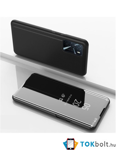 Flip telefontok átlátszó előlappal Oppo A16/A16s/A54s készülékhez - FEKETE