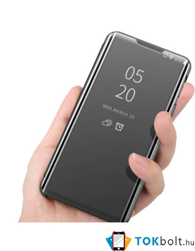 Flip telefontok átlátszó előlappal Oppo A16/A16s/A54s készülékhez - FEKETE