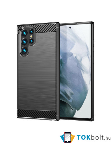 Samsung Galaxy S22 Ultra karbon mintás tok - FEKETE
