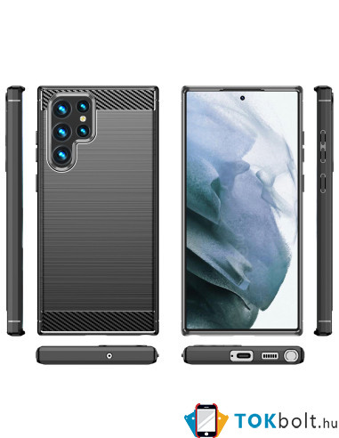 Samsung Galaxy S22 Ultra karbon mintás tok - FEKETE