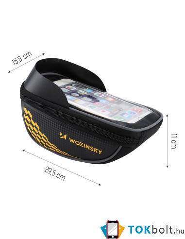 WOZINSKY kerékpár kormányra rögzíthető táska - 11x15.8x29.5 cm - (WBB18BK)- FEKETE