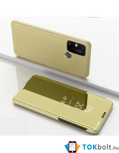 Flip telefontok átlátszó előlappal Samsung Galaxy S22 5G készülékhez - ARANY