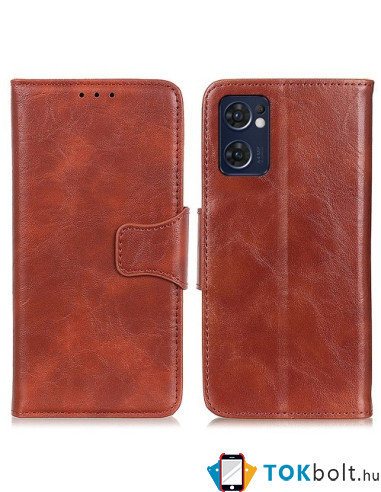 Oldalra nyíló tok Oppo Reno7 5G / Find X5 Lite telefonhoz - BARNA