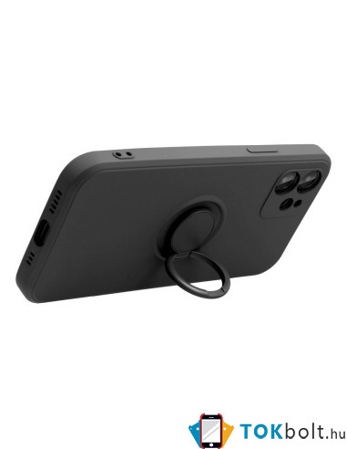 Samsung Galaxy A53 5G gyűrűs rugalmas tok - FEKETE