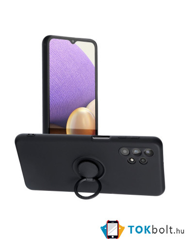 Samsung Galaxy A53 5G gyűrűs rugalmas tok - FEKETE